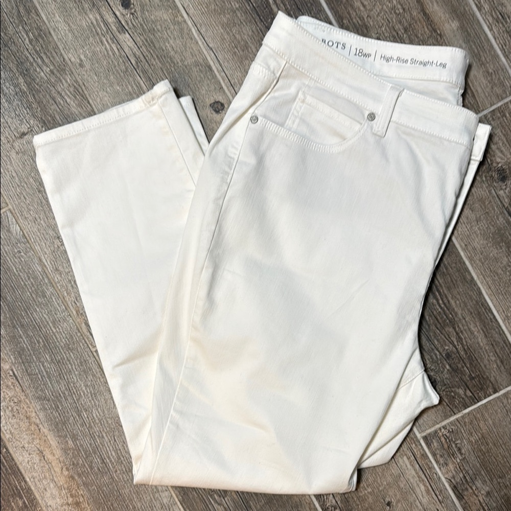 Talbots High Rise Straight Leg White Jeans